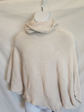 Ella Moss Cream Turtleneck Poncho Sweater